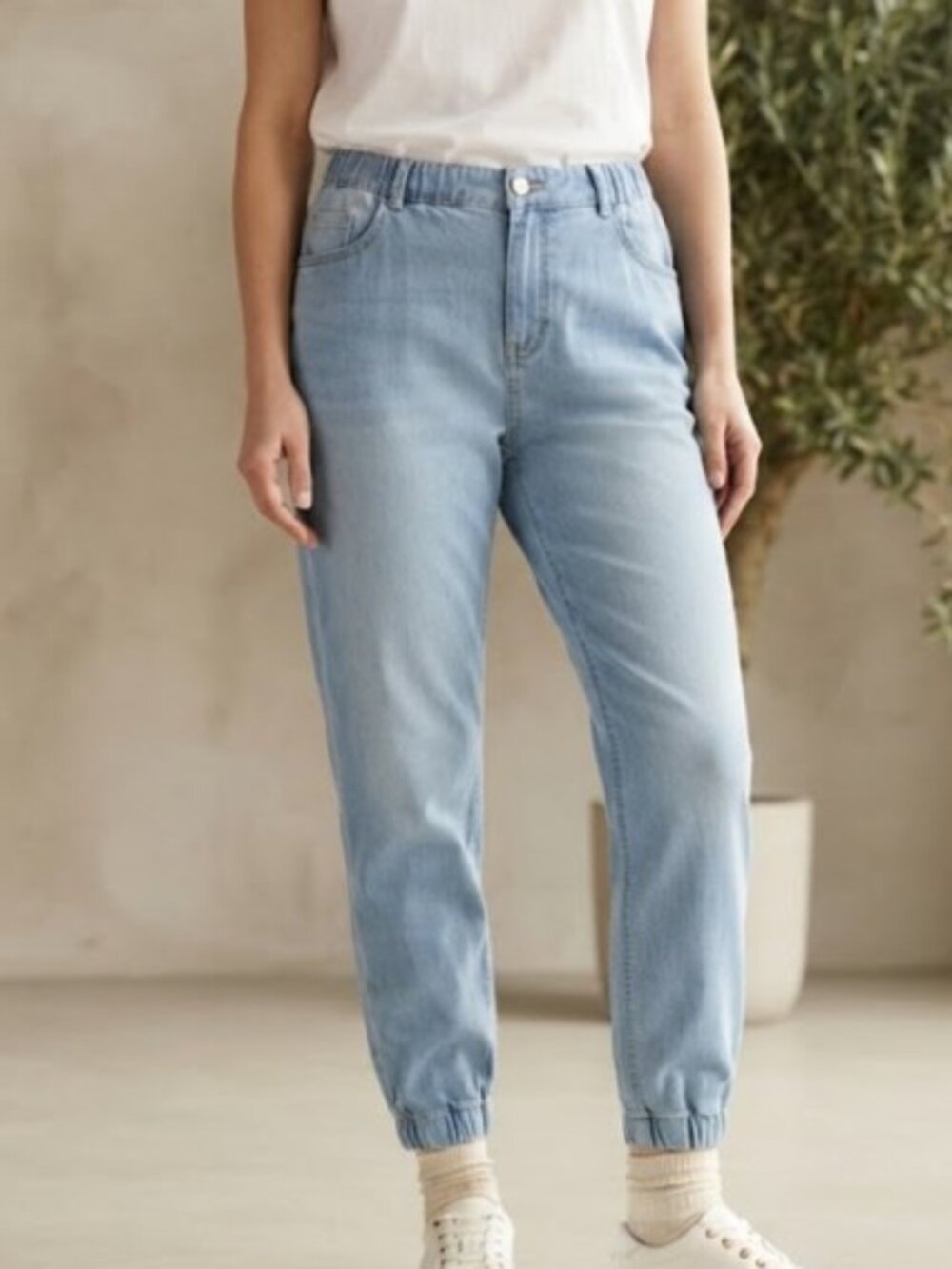 Light Blue Light-Weight Jean Joggers